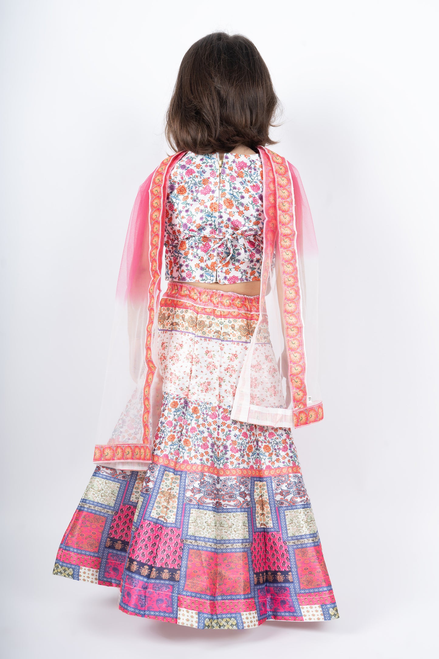 Multicolored Top and Lehenga with Mirror and Sequin Detailing