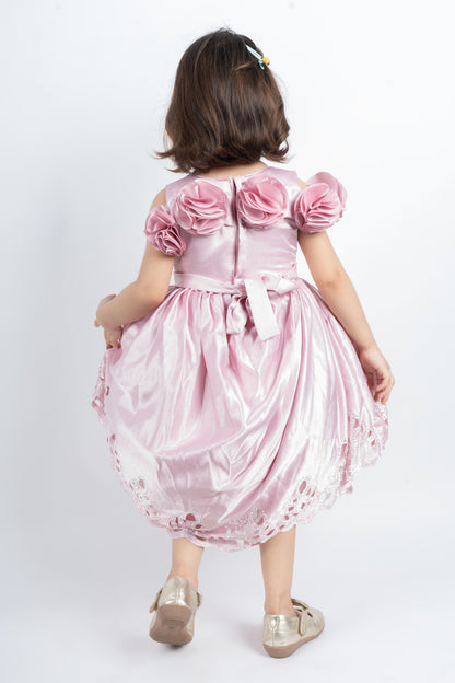 Pink Dress With Floral Detailing